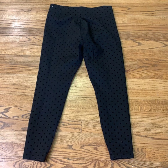 Loft Outlet Black Legging w/ Velvet Polkadot sz:S - Picture 6 of 7
